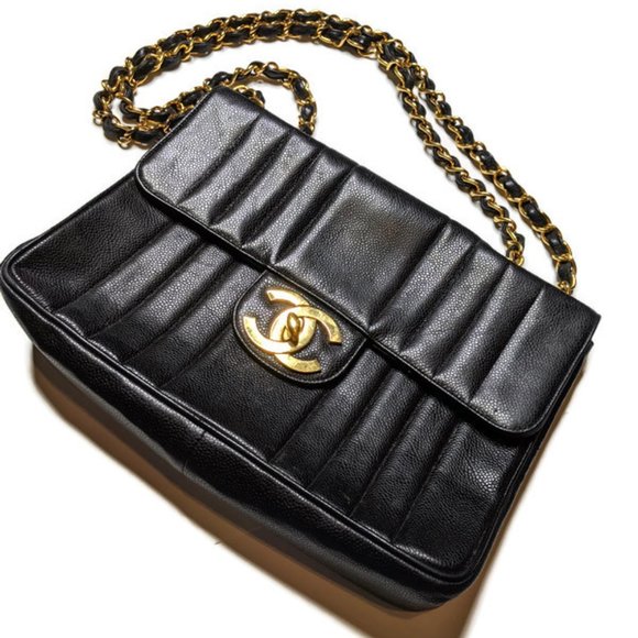 Chanel Vertical Black Caviar Leather Shoulder Bag - Picture 2 of 16